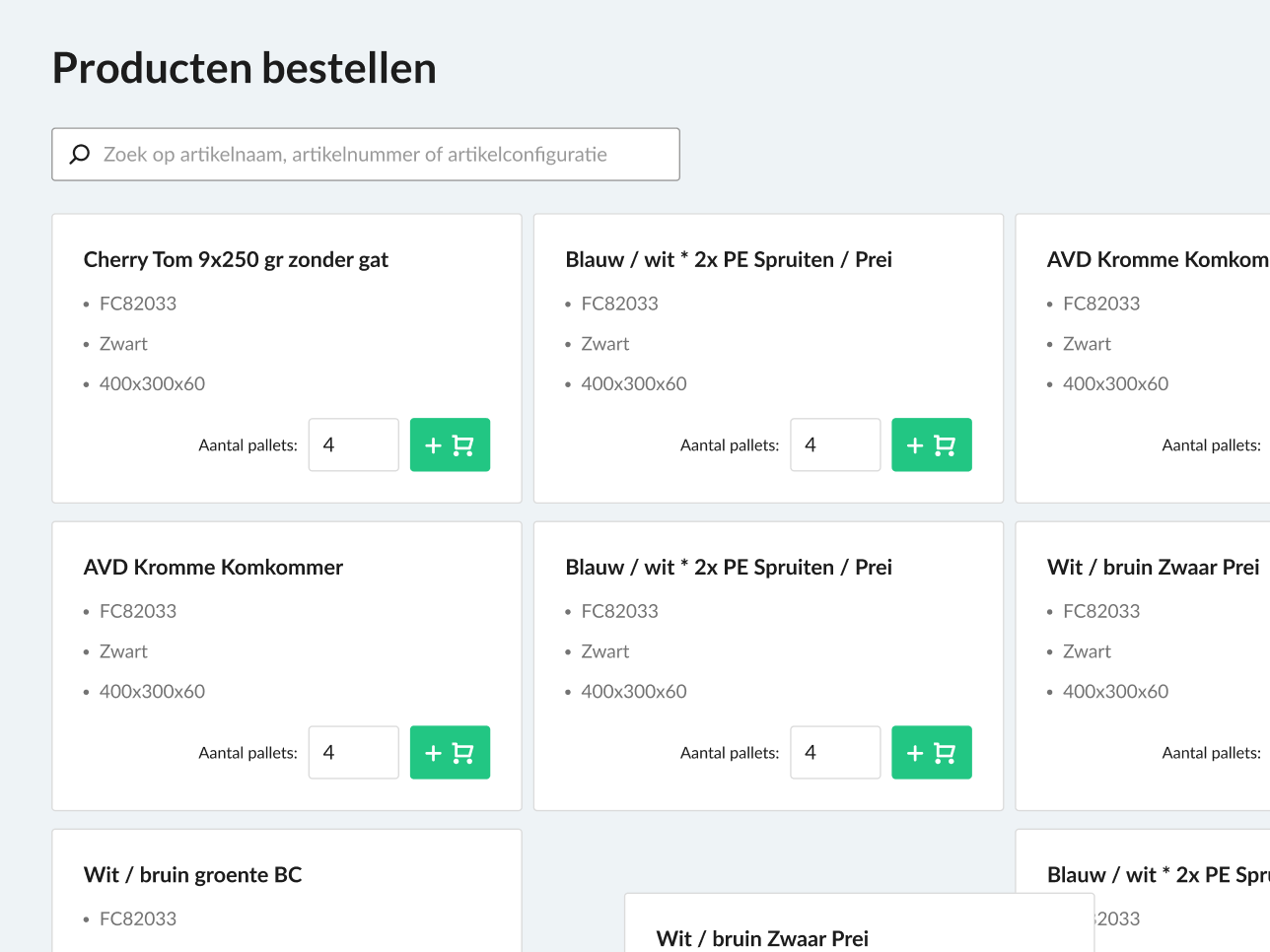 Persoonlijk productassortiment