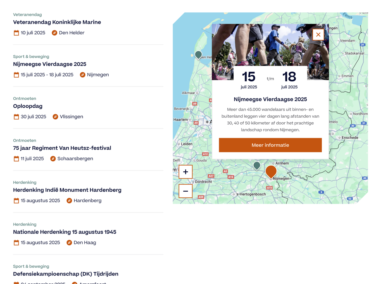 Evenementenoverzicht met interactieve kaart