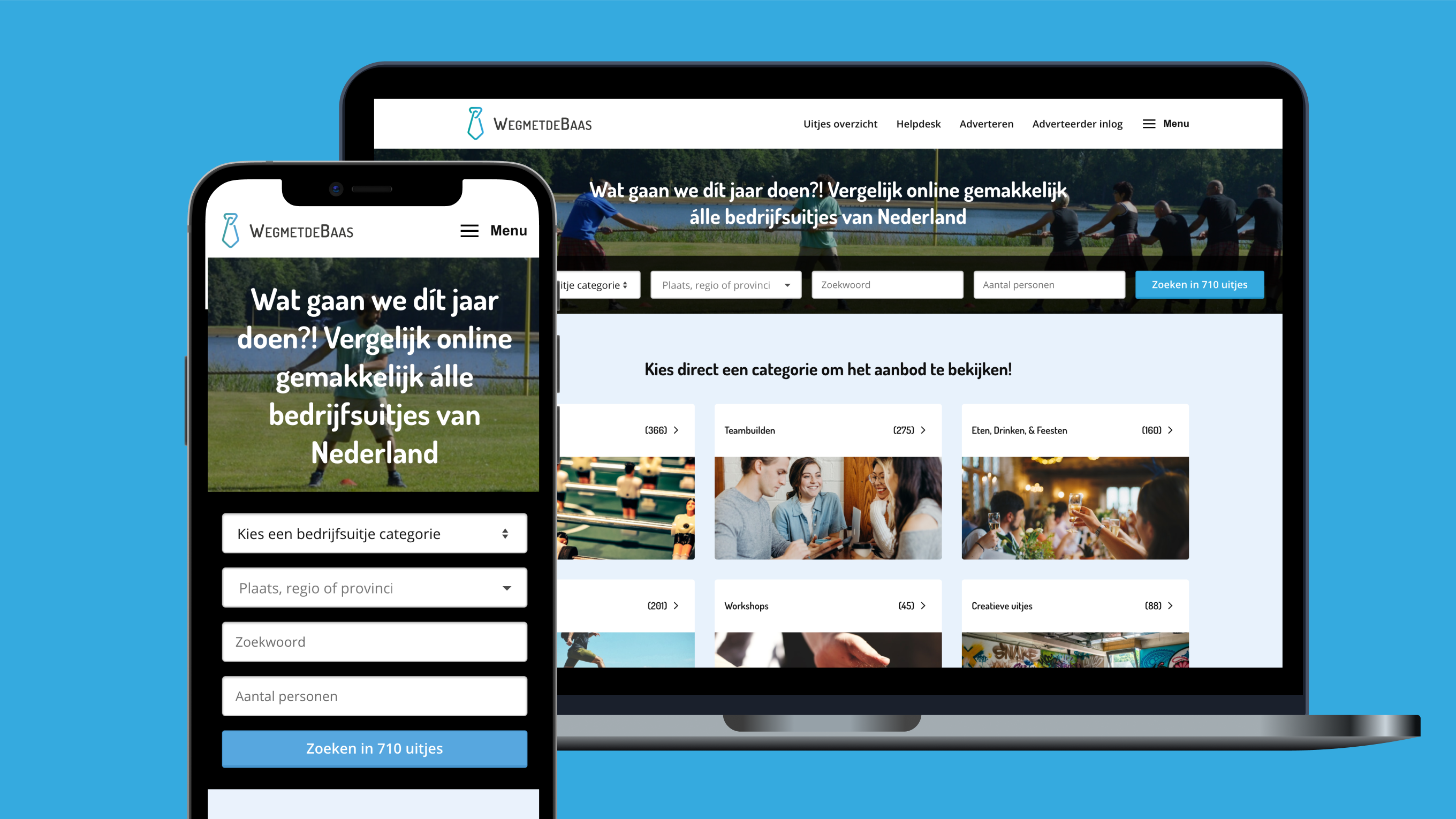 Screenshot van het WegMetDeBaas vergelijkingsplatform